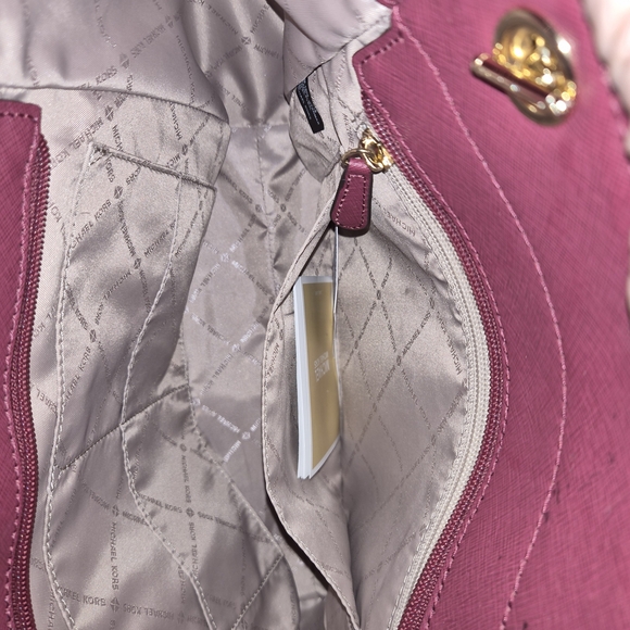 Michael Kors Plum Shoulder Bag with Gold Accents - Picture 7 of 16